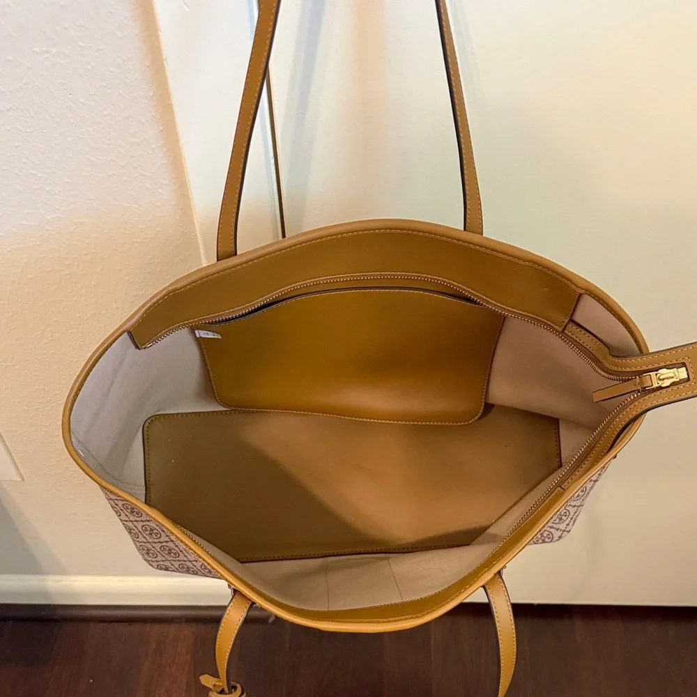 Tory Burch Brown Monogram Canvas Granola Tote Bag - Picture 8 of 16